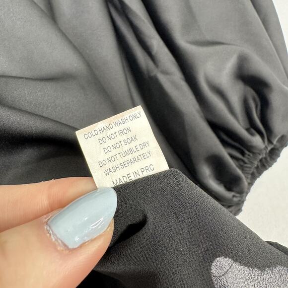 Jagger & Stone The Liv Mini Dress Womens 6 Black Satin Babydoll Balloon Sleeves - Picture 15 of 15